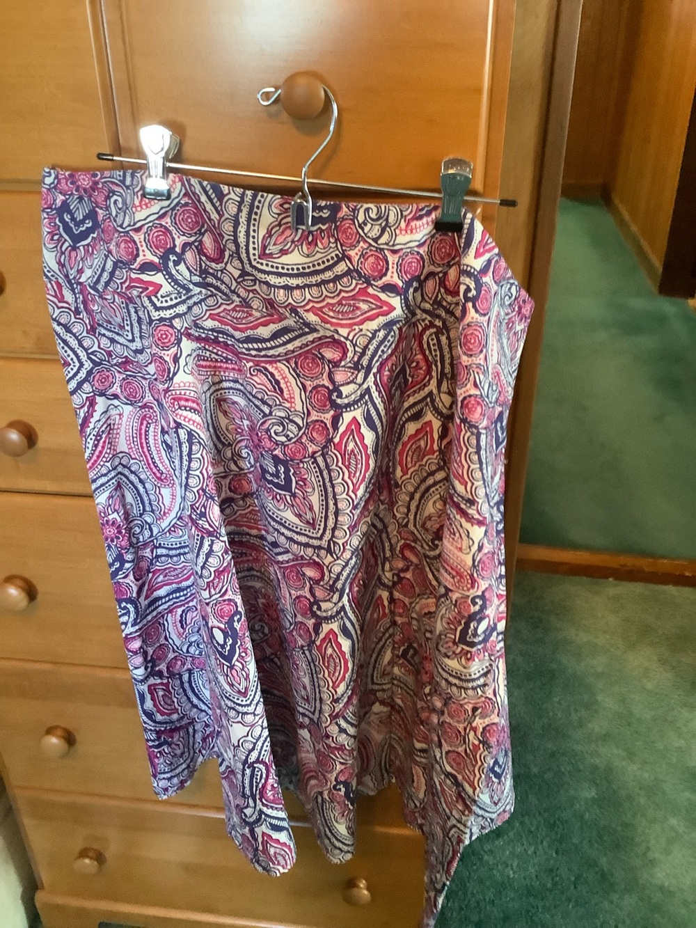 Talbots Pink & Navy Paisley A-Line Skirt